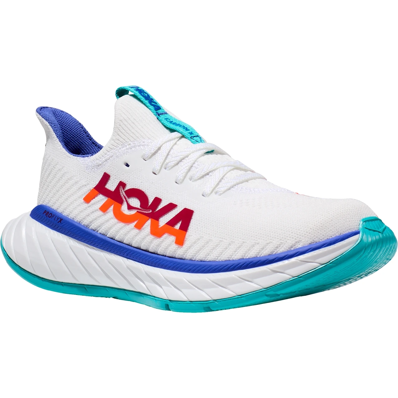 Hoka Carbon X 3 Dames Hardloopschoenen - Wit / Flame 1 Hoka Carbon X 3 Dames Hardloopschoenen - Wit / Flame